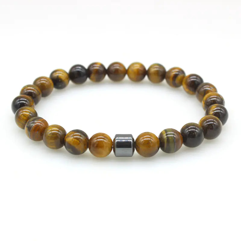 Tigereye and Volcanic Rock 8mm Bracelet