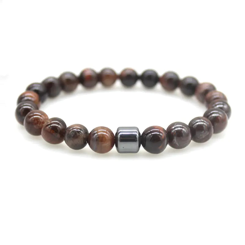 Tigereye and Volcanic Rock 8mm Bracelet