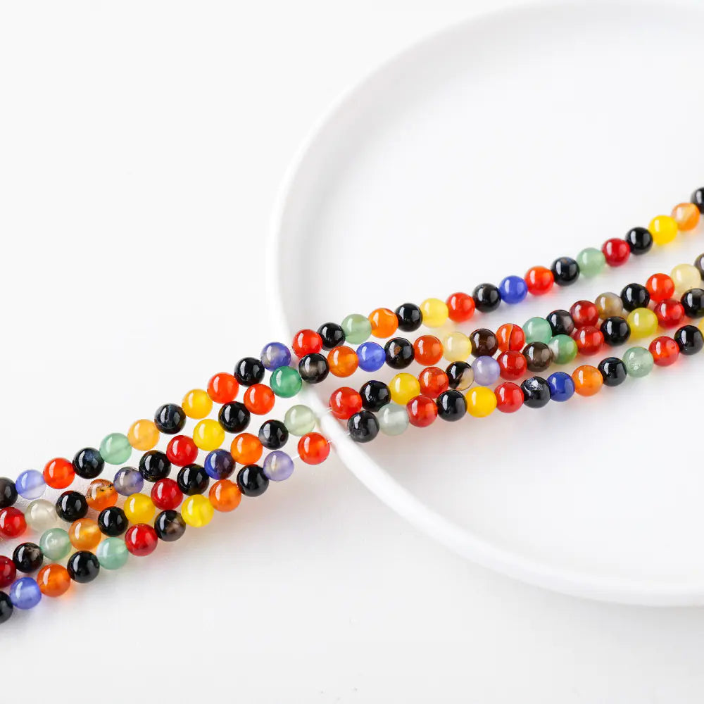 Pulsera de Cuentas Sueltas Redondas de Ágata Roja Natural