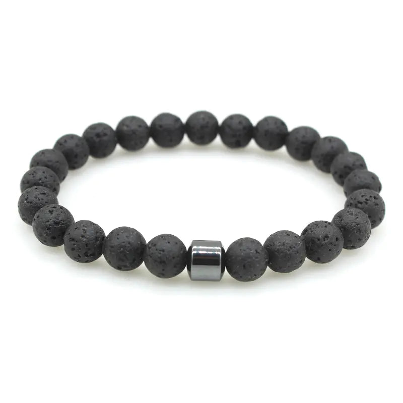 Tigereye and Volcanic Rock 8mm Bracelet