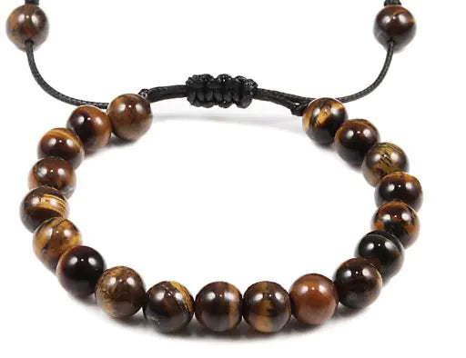 8mm Obsidian Agate Volcanic Rock Beaded Bracelet