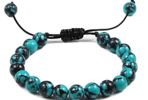 8mm Obsidian Agate Volcanic Rock Beaded Bracelet