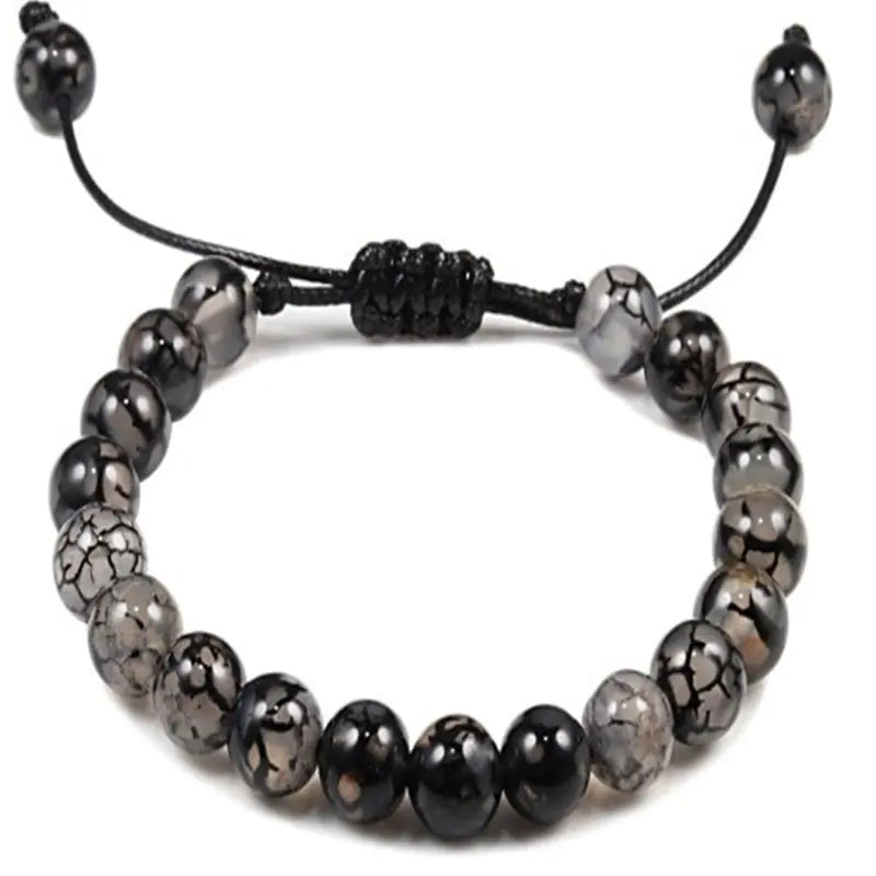 8mm Obsidian Agate Volcanic Rock Beaded Bracelet